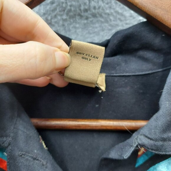 Choices Multicolor Embroidered Black Denim Jacket Button-Up Long Sleeve Womens M - Picture 2 of 3